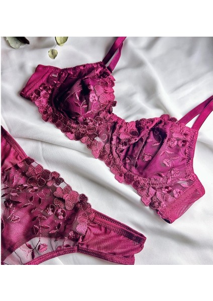 Es Lingerie Pure Bordo Bralet Sütyen Takım