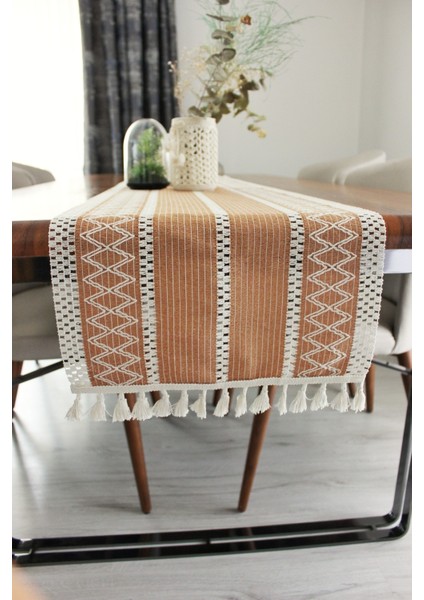 Pamuklu Şal Motif Dantel Örgü Runner 35X150