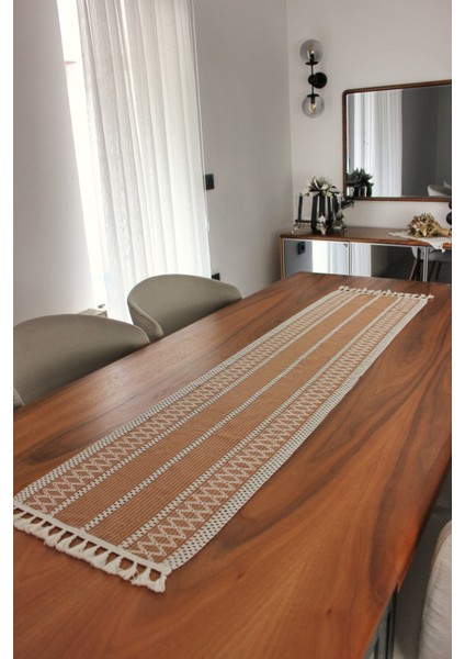 Pamuklu Şal Motif Dantel Örgü Runner 35X150