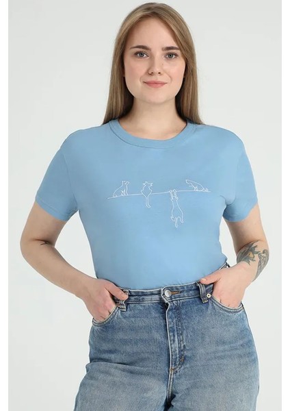 Only Trendwear Unisex Kedi Baskılı Oversize Tshirt