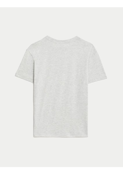 Saf Pamuklu Futbol Temalı Kısa Kollu T-Shirt