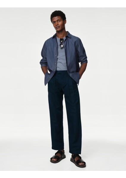 Marks & Spencer Tapered Fit Keten Pantolon