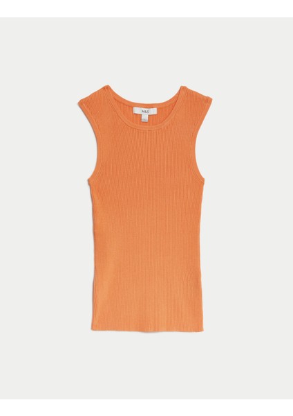 Regular Fit Yuvarlak Yaka Örme Bluz