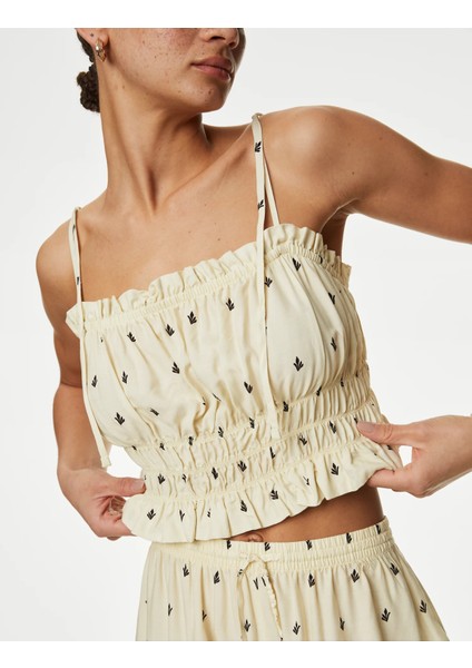 Regular Fit Desenli Crop Bluz fiyatları