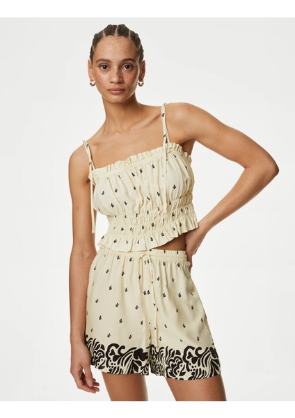 Regular Fit Desenli Crop Bluz modelleri