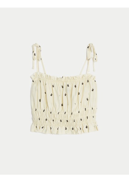 Regular Fit Desenli Crop Bluz fırsatları