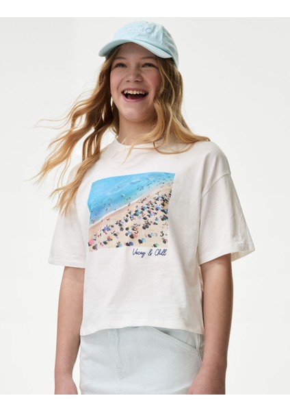 Saf Pamuklu Kısa Kollu T-Shirt (6-16 Yaş) fırsatları
