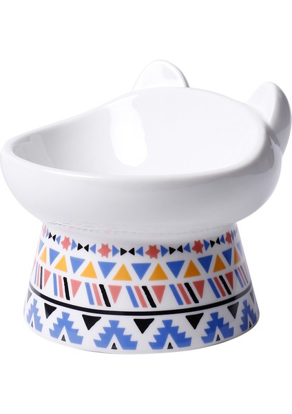 Bir Stil Servikal Omurganın Seramik Koruması Anti-Devrilme Yüksek Ayak Eğik Ağız Pet Çift Kase Kedi Mama Kasesi (Yurt Dışından)
