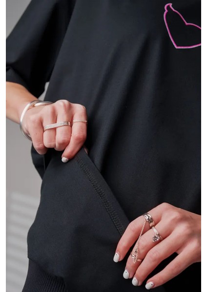 Only Trendwear Unisex Şeytan Kalp Baskılı Oversize Tshirt fırsatları