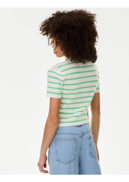 Fitil Detaylı Kısa Kollu Örme T-Shirt (6-16 Yaş) modelleri