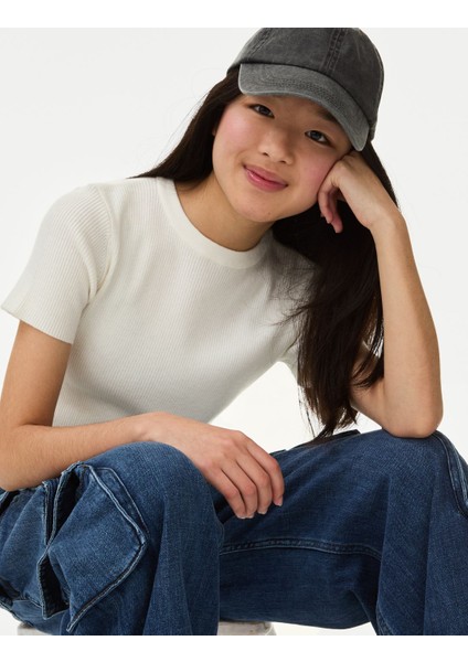 Fitil Detaylı Kısa Kollu Örme T-Shirt (6-16 Yaş) fiyatları