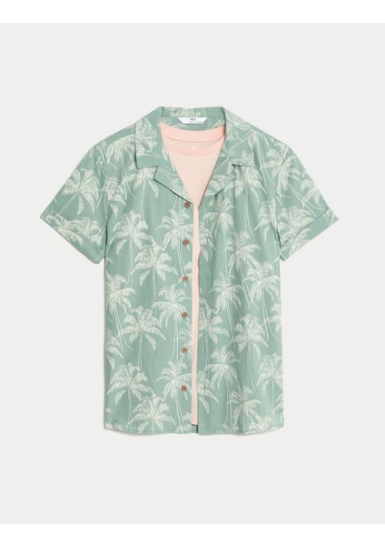 2'li Desenli Gömlek ve T-Shirt Seti