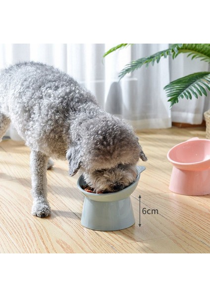 Açık Gri Tarzı Pet Besleme Kasesi 45 ° Boyun Koruyucu Kedi Kase Yüksek Ayak Devrilmeye Karşı Kedi Kase Kedi Köpek Maması Su Kasesi Binaural Pet Besleme Fincan (Yurt Dışından) fırsatları