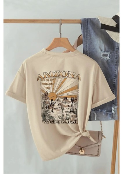 Only Trendwear Unisex Sırt Baskılı Arizona Oversize Tshirt
