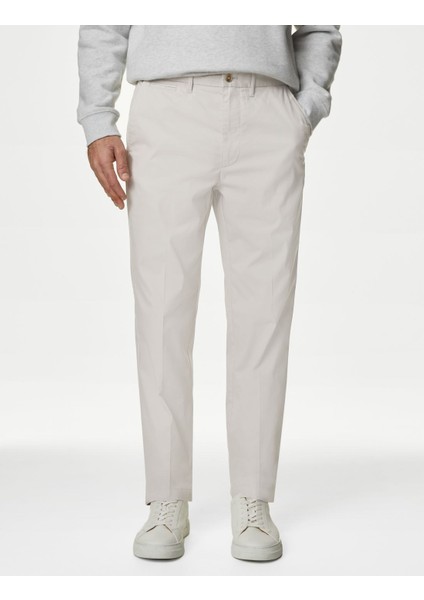 Regular Fit Hafif Dokulu Chino Pantolon