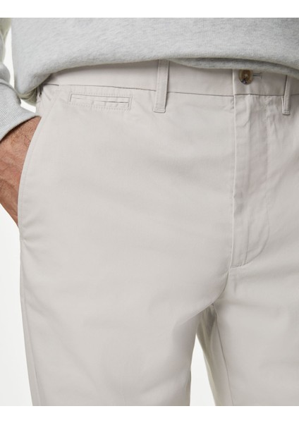 Regular Fit Hafif Dokulu Chino Pantolon