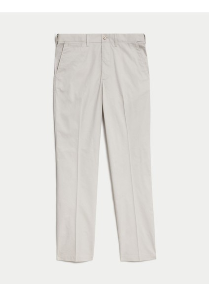 Regular Fit Hafif Dokulu Chino Pantolon
