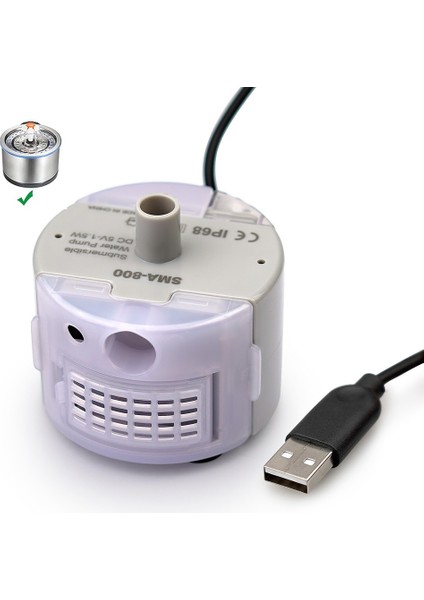 Su Pompası LED Işık Pet Kedi Su Çeşmesi Motoru Paslanmaz Çelik Kedi Içme Suyu Sebili Için Yedek Pet Aksesuarları (Yurt Dışından)
