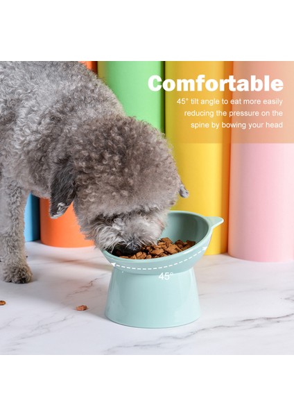 Mavi Stil Kedi Kase Binaural Pet Kaseler Köpek Kediler Için 45 ° Boyun Koruyucu Kedi Mama Kaseleri Yüksek Ayak Devrilme Önleyici Pet Besleme Içme Kabı (Yurt Dışından) modelleri