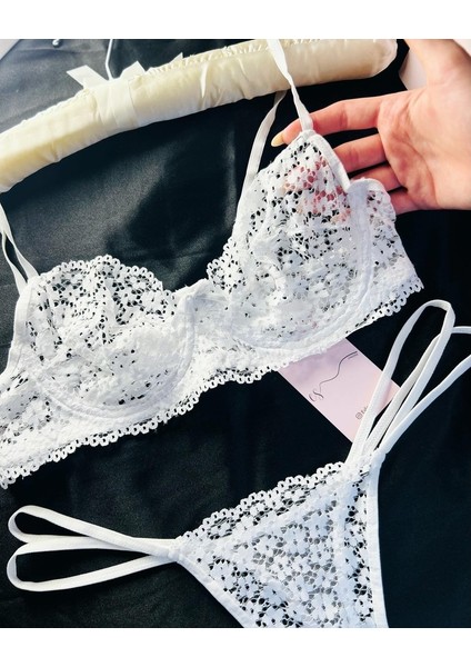 Es Lingerie White Daisy Bralet Sütyen Takım