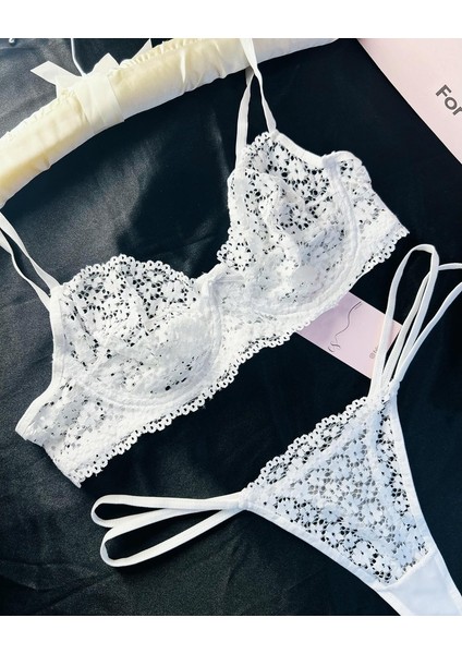 Es Lingerie White Daisy Bralet Sütyen Takım