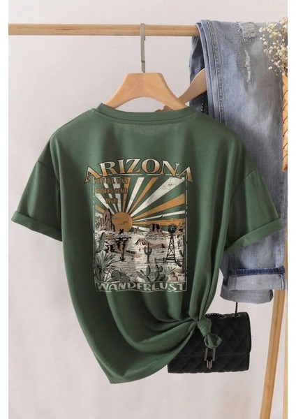 Only Trendwear Unisex Sırt Baskılı Arizona Oversize Tshirt