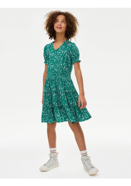 Kısa Kollu Mini Elbise (6-16 Yaş)