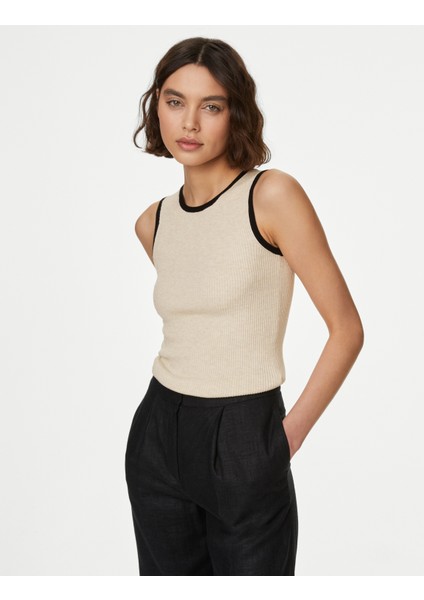Regular Fit Yuvarlak Yaka Örme Bluz