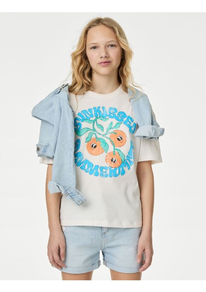 Saf Pamuklu Kısa Kollu T-Shirt (6-16 Yaş)