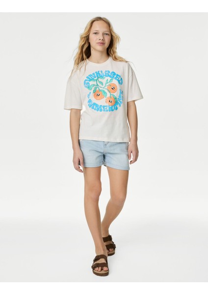 Saf Pamuklu Kısa Kollu T-Shirt (6-16 Yaş) fiyatları