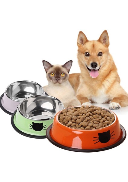 Mor Tarzı Kalın Kaymaz Kedi Köpek Maması Kasesi Gıda Gereçleri Kediler ve Yavrular Için Tek Paslanmaz Çelik Pet Kaseler Dro (Yurt Dışından) modelleri