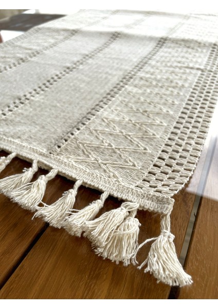 Pamuklu Şal Motif Dantel Örgü Runner 35X150