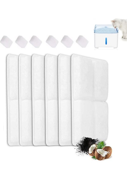 12 Adet Kare Filtreler Stili 6 Paket Kedi Su Fıskiyesi Filtreleri 2l Su Sebili Için Uygun Hindistan Cevizi Aktif Karbonlu Pet Fıskiye Değiştirme Filtreleri (Yurt Dışından)