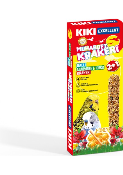 Ballı Muhabbet Kuşu Krakeri 3'lü Doğal Kraker KB351