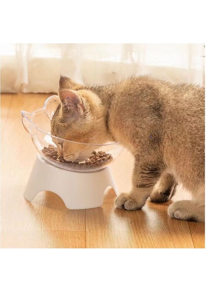X022 Stili Pet Kedi Kase Standlı Kaymaz Su Mama Besleyici Şeffaf Eğimli Kedi Kulak Şekli Yuvarlak Köpek Aksesuarı Yeni (Yurt Dışından) fırsatları