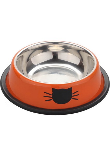 Turuncu Tarzı 400ML Paslanmaz Çelik Kedi Kasesi Kaymaz Köpek Tabanı Kedi Maması Içme Suyu Besleyici Eğim Boyun Koruma Tabağı Evcil Hayvan Kasesi ml (Yurt Dışından)