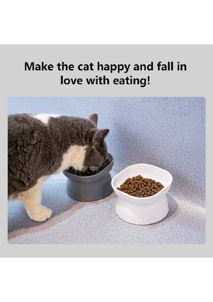 Beyaz Stil Yükseltilmiş Kedi Mama Kasesi Geri Akış Önleme Eğik Kedi Mama Kasesi ve Köpek Yavrusu Kaymaz Kase Kedi Küçük Evcil Hayvan Kasesi Yeni (Yurt Dışından) fırsatları