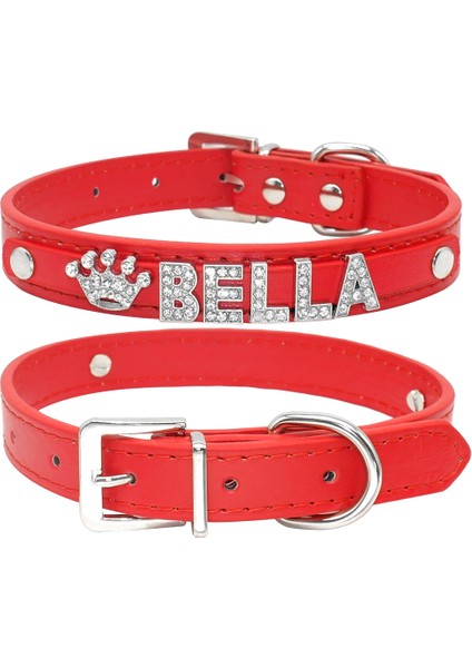 Kırmızı Stil M Boyutu Bling Rhinestone Yavru Köpek Tasmaları Kişiselleştirilmiş Küçük Doguahua Yaka Özel Kolye Ücretsiz Isim Takılar Evcil Hayvan Aksesuarları (Yurt Dışından)