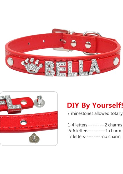 Kırmızı Stil M Boyutu Bling Rhinestone Yavru Köpek Tasmaları Kişiselleştirilmiş Küçük Doguahua Yaka Özel Kolye Ücretsiz Isim Takılar Evcil Hayvan Aksesuarları (Yurt Dışından) fırsatları