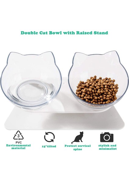 Açık Gri Tarzı Kaymaz Kedi Kase Şeffaf Dayanıklı Pet Çift Kaseler Kediler Için Yükseltilmiş Standlı Köpek Maması Besleyici Içecek Su Kasesi Evcil Hayvan Malzemeleri (Yurt Dışından) fırsatları