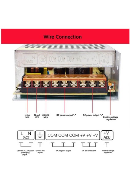 24V 10A Metal Kasa Adaptör Güvenlik Kamera Şerit LED - 240W - Akım Koruma Devreli