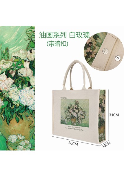 M Ekstra Kalın Kanvas Kadın Omuz Çantası Van Gogh Morris Vintage Yağlıboya Fermuar Kitaplar Çanta Büyük Tote Kadınlar Için Alışveriş (Yurt Dışından) modelleri