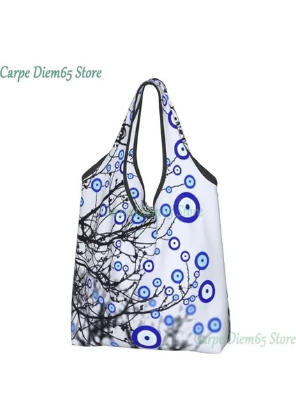 17 Alışveriş Çantası Sihirli Gözler Charm Bakkal Alışveriş Bez Çantalar Kadın Özel Siyah Nazar Muska Boho Desen Shopper Omuz Çantası Büyük Çanta (Yurt Dışından)