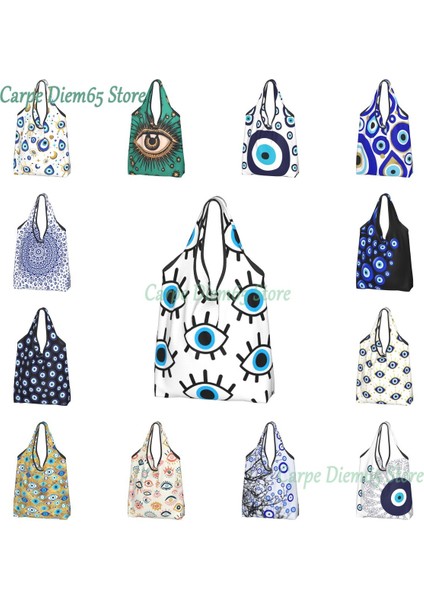 17 Alışveriş Çantası Sihirli Gözler Charm Bakkal Alışveriş Bez Çantalar Kadın Özel Siyah Nazar Muska Boho Desen Shopper Omuz Çantası Büyük Çanta (Yurt Dışından) fırsatları
