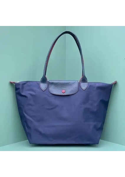 Donanma S Fransız Moda Hamur Topuzu Naylon Omuz Çantası Büyük Kapasiteli Katlanır Büyük, Orta ve Küçük Alışveriş Çok Yönlü Tote Çanta (Yurt Dışından)