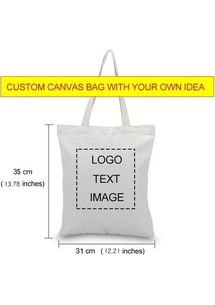 Küçük Boyutlu Diy Özel Kanvas Çanta Baskılı Logo Alışveriş Çantası Eğlence Moda Kadın Tek Omuz Çantaları Baskı Kendi Tasarım Logosu (Yurt Dışından)