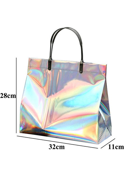 42X33X12CM Pvc Lazer Alışveriş Çantası Snap Düğmesi ile Yeniden Kullanılabilir Kadın Alışveriş Çantası Saklama Torbaları Kadın Su Geçirmez Kalın Çanta Tote Eko Çanta (Yurt Dışından) fırsatları