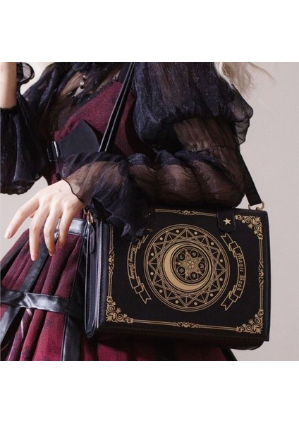 Bej Ay Sihirli Kitap Lolita Çanta Kadın Japonya Gotik Deri Jk Kawaii Omuz Çantaları Çanta Bayan Vintage Siyah Mini Sırt Çantası Estetik (Yurt Dışından) fiyatları