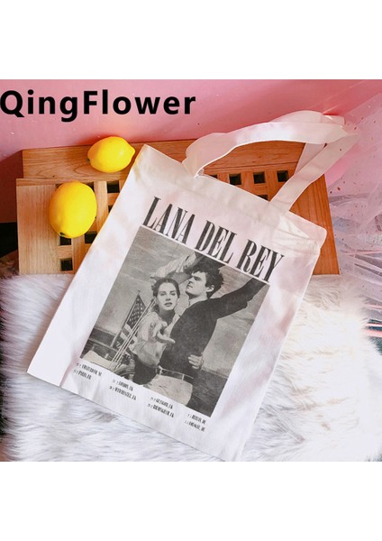 79103 Lana Del Rey Alışveriş Çantası Bolsa Bakkal Geri Dönüşüm Çantası Alışveriş Çantası Jüt Dokuma Sacola Yeniden Kullanılabilir Kese Dokusu (Yurt Dışından)