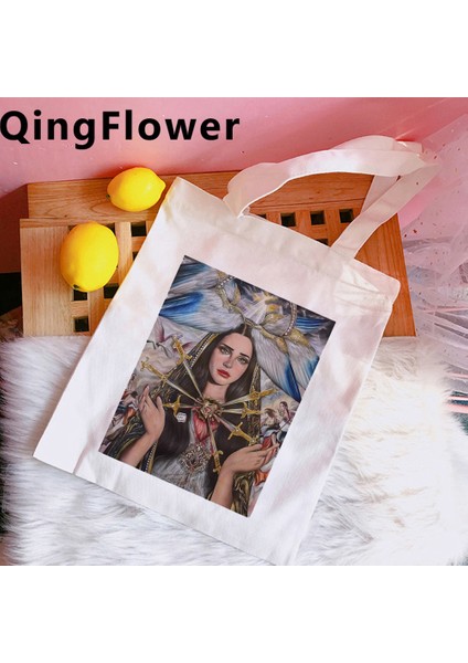 79103 Lana Del Rey Alışveriş Çantası Bolsa Bakkal Geri Dönüşüm Çantası Alışveriş Çantası Jüt Dokuma Sacola Yeniden Kullanılabilir Kese Dokusu (Yurt Dışından)